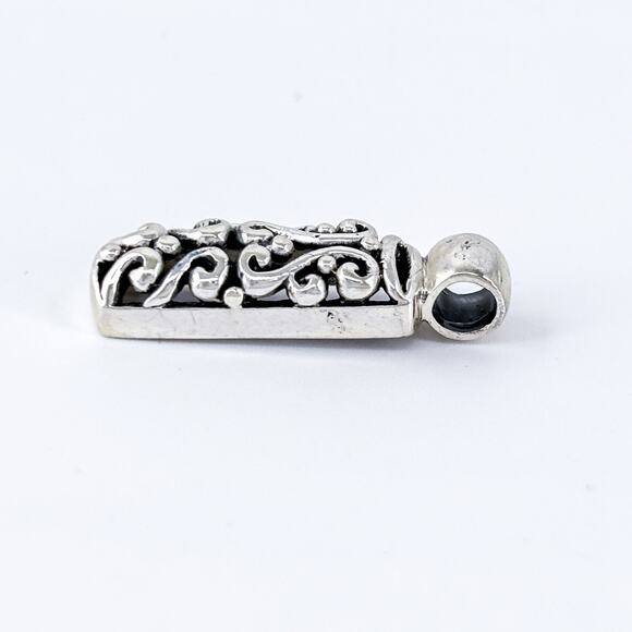 Vintage Sterling Silver 925 Ornate Scroll Bar Pendant - Picture 3 of 7